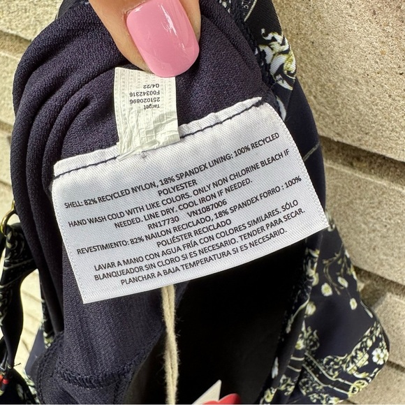 Agua Bendita Target Blue Floral Tile Print One Piece Swimsuit 1X Cheeky - Picture 12 of 13